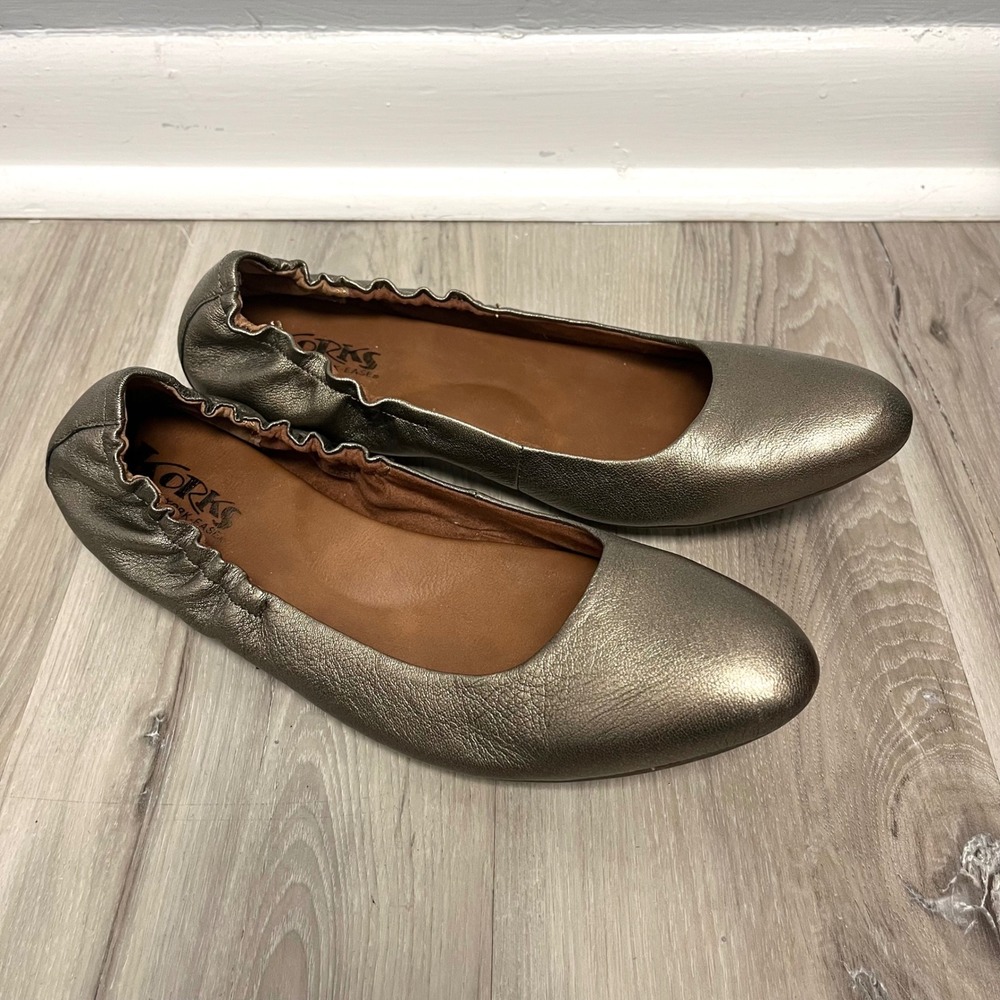 Korks by Kirk-Ease Flats Women's 9‎ Julie Pewter Metallic Leather Ballet